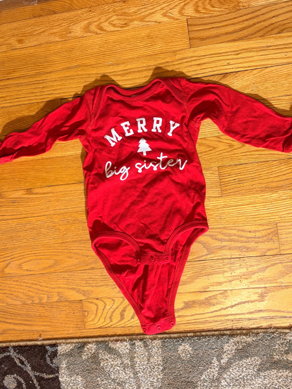 Red 'Merry Big Sister' Holiday Baby Bodysuit